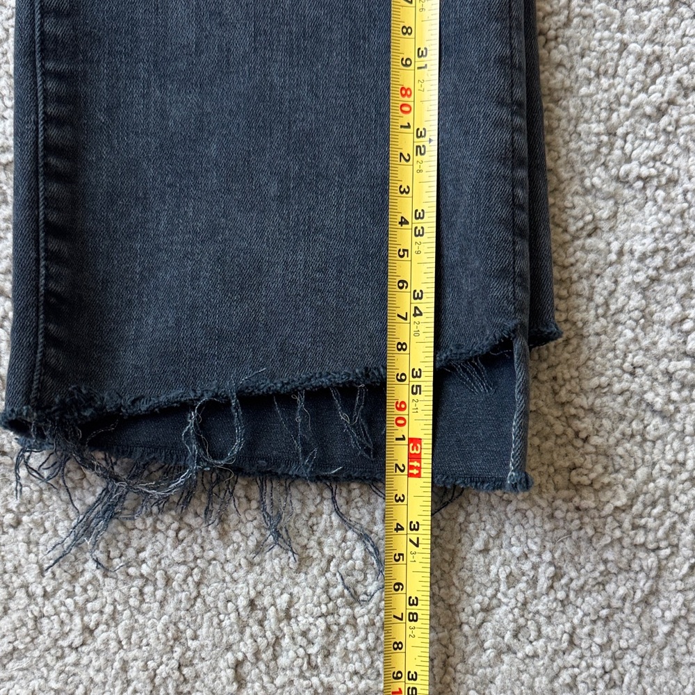 Mother Insider Crop Step Fray Jeans in Not Guilty Black Women’s Size 24 - Picture 12 of 16